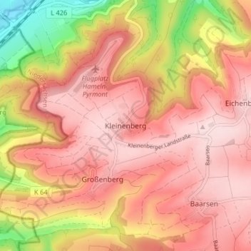 Kleinenbergの地形図、標高、地勢