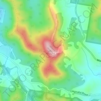 Mount Nathanの地形図、標高、地勢