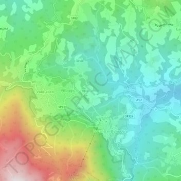 Pozzoの地形図、標高、地勢