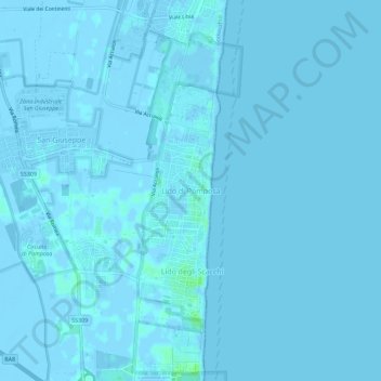 Lido di Pomposaの地形図、標高、地勢