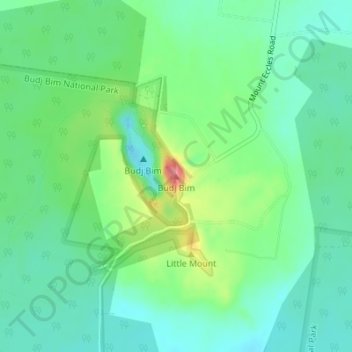 Budj Bimの地形図、標高、地勢