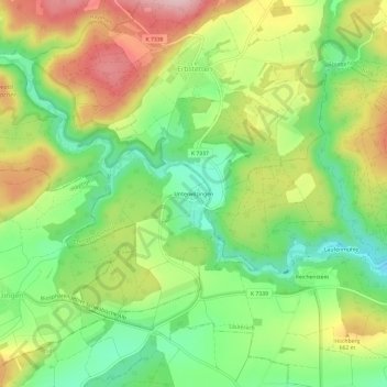 Unterwilzingenの地形図、標高、地勢