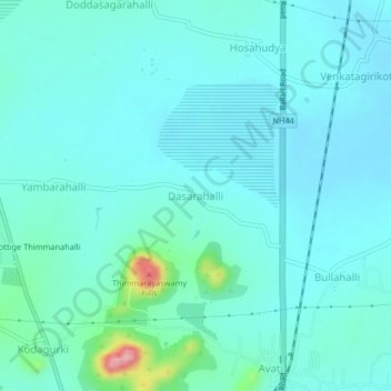 Dasarahalliの地形図、標高、地勢