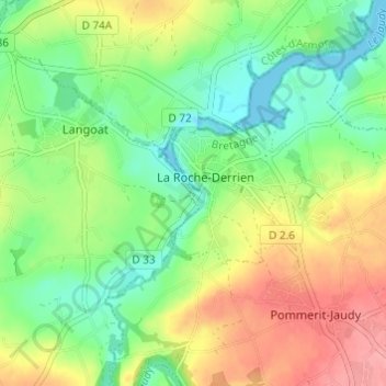 Chef du Pontの地形図、標高、地勢