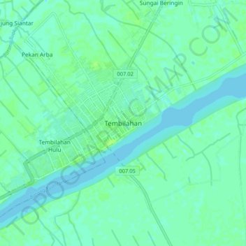 Tembilahanの地形図、標高、地勢