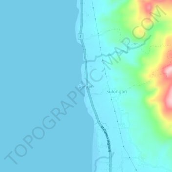 Caruanの地形図、標高、地勢