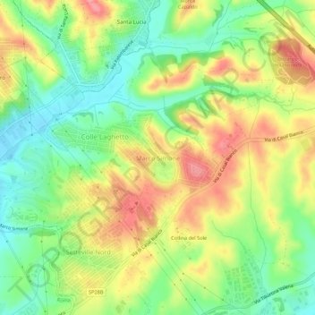 Marco Simoneの地形図、標高、地勢