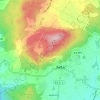 Cruzeiro-Baltarの地形図、標高、地勢