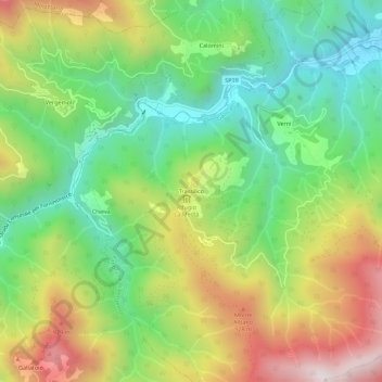 Trassilicoの地形図、標高、地勢