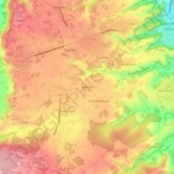 Bosconaの地形図、標高、地勢