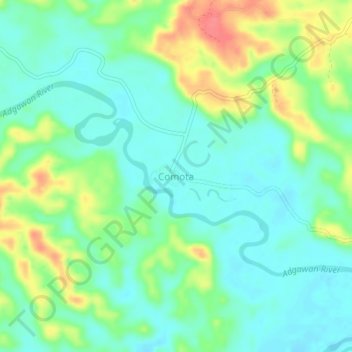 Comotaの地形図、標高、地勢