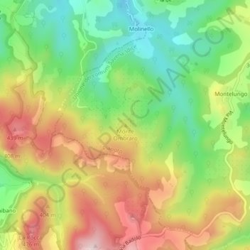 Monte Ombraroの地形図、標高、地勢