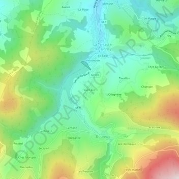 Saint-Justの地形図、標高、地勢