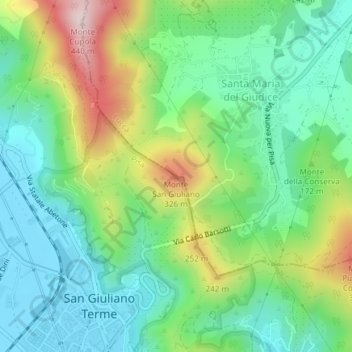 Monte San Giulianoの地形図、標高、地勢