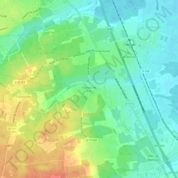Vigneau de basの地形図、標高、地勢