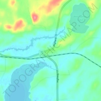 Dinorwicの地形図、標高、地勢