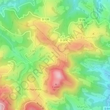 L'Aubruchouの地形図、標高、地勢