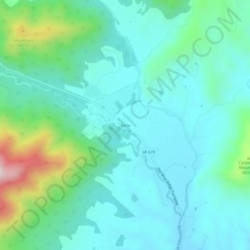 Syriaの地形図、標高、地勢