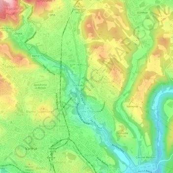 Penascaの地形図、標高、地勢