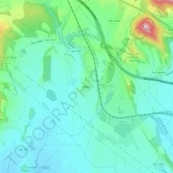Aldabaの地形図、標高、地勢