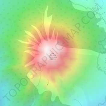 Gunung Sinabungの地形図、標高、地勢