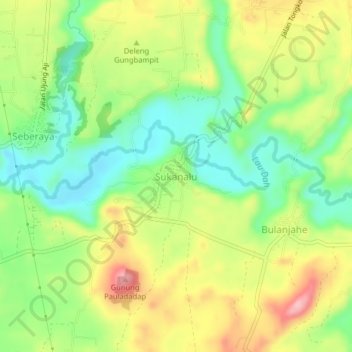 Sukanaluの地形図、標高、地勢
