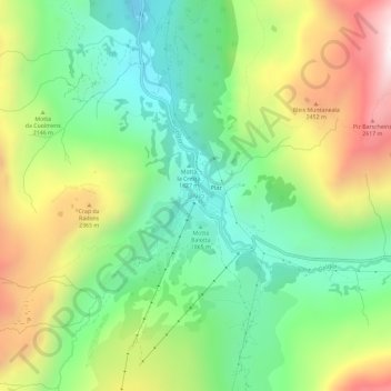 Bivioの地形図、標高、地勢