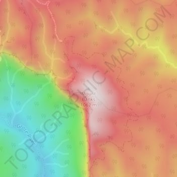 Mount Banksの地形図、標高、地勢