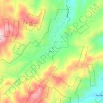 Walkerの地形図、標高、地勢