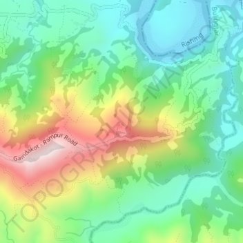 Udaypurの地形図、標高、地勢