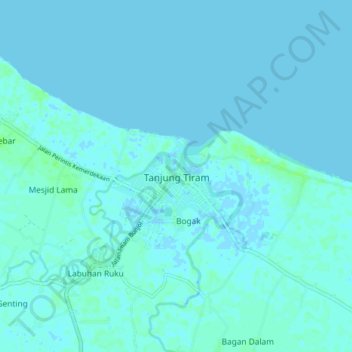 Tanjung Tiramの地形図、標高、地勢