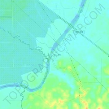 Maredanの地形図、標高、地勢