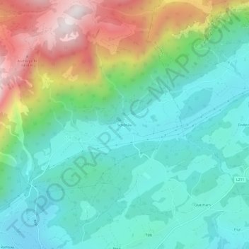 Schönauの地形図、標高、地勢