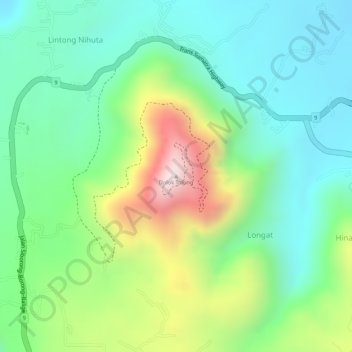 Dolok Tolongの地形図、標高、地勢