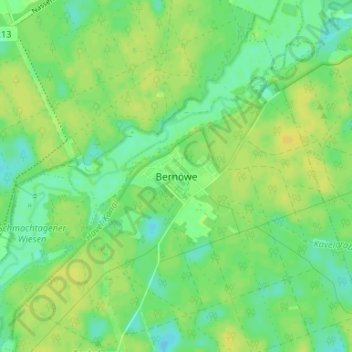 Bernöweの地形図、標高、地勢