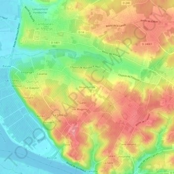 Beauchampsの地形図、標高、地勢