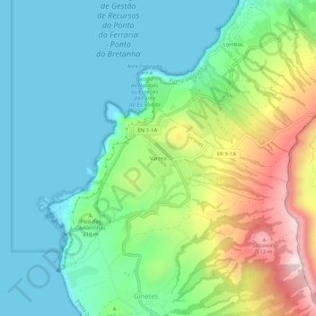 Várzeaの地形図、標高、地勢