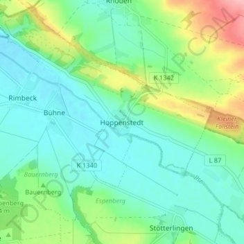 Hoppenstedtの地形図、標高、地勢