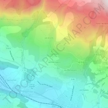Les Chaixの地形図、標高、地勢