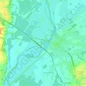 Quartier de la Gareの地形図、標高、地勢
