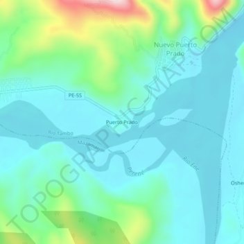 Puerto Pradoの地形図、標高、地勢