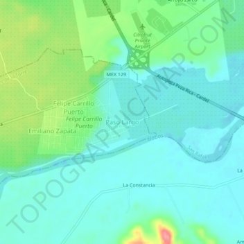 Paso Largoの地形図、標高、地勢