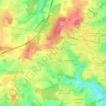 La Bruyèreの地形図、標高、地勢