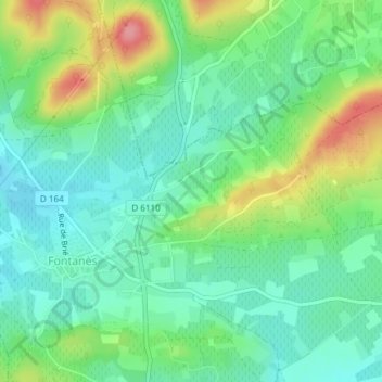 Carentonの地形図、標高、地勢