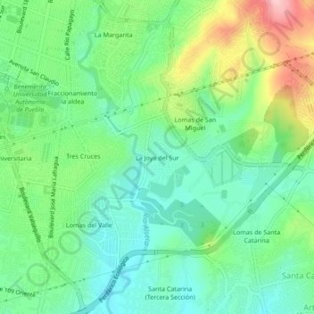 La Joya del Surの地形図、標高、地勢