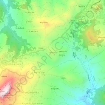 Costarellaの地形図、標高、地勢