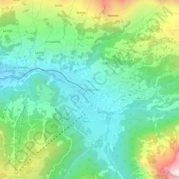 Les Diableretsの地形図、標高、地勢