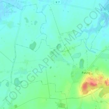 Woorkeの地形図、標高、地勢