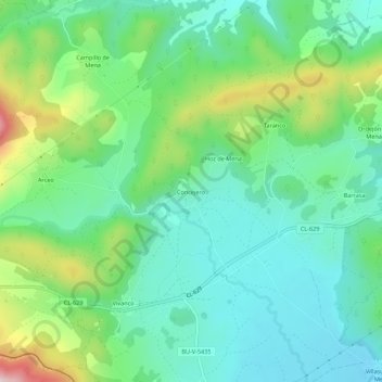 Concejeroの地形図、標高、地勢
