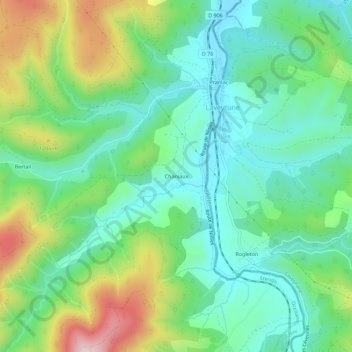 Chaniauxの地形図、標高、地勢